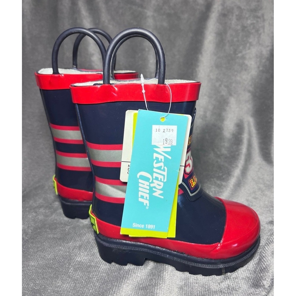 Kids Fire Chief Rain Boots Size 5/6